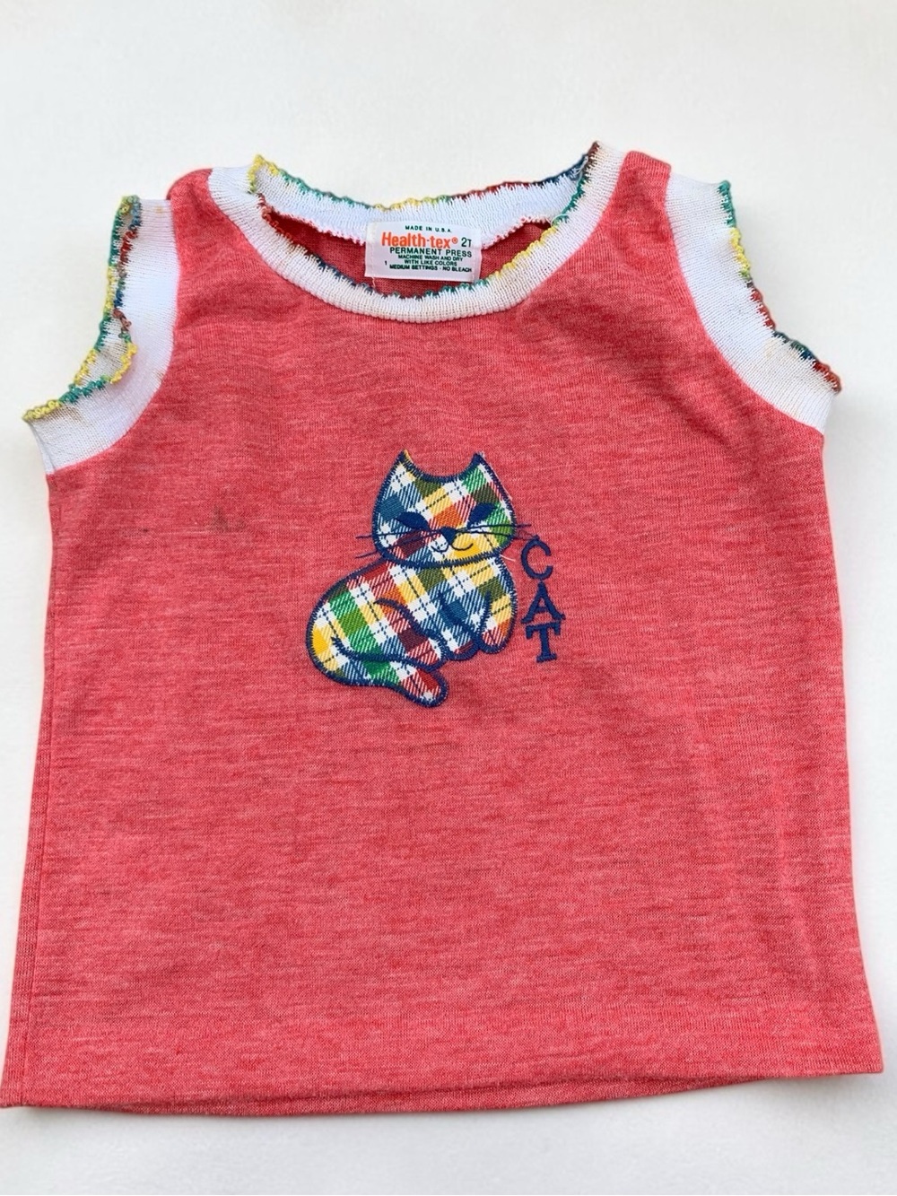 Vintage 90s 2T Girls' Coral Sleeveless Cat Tank Top
